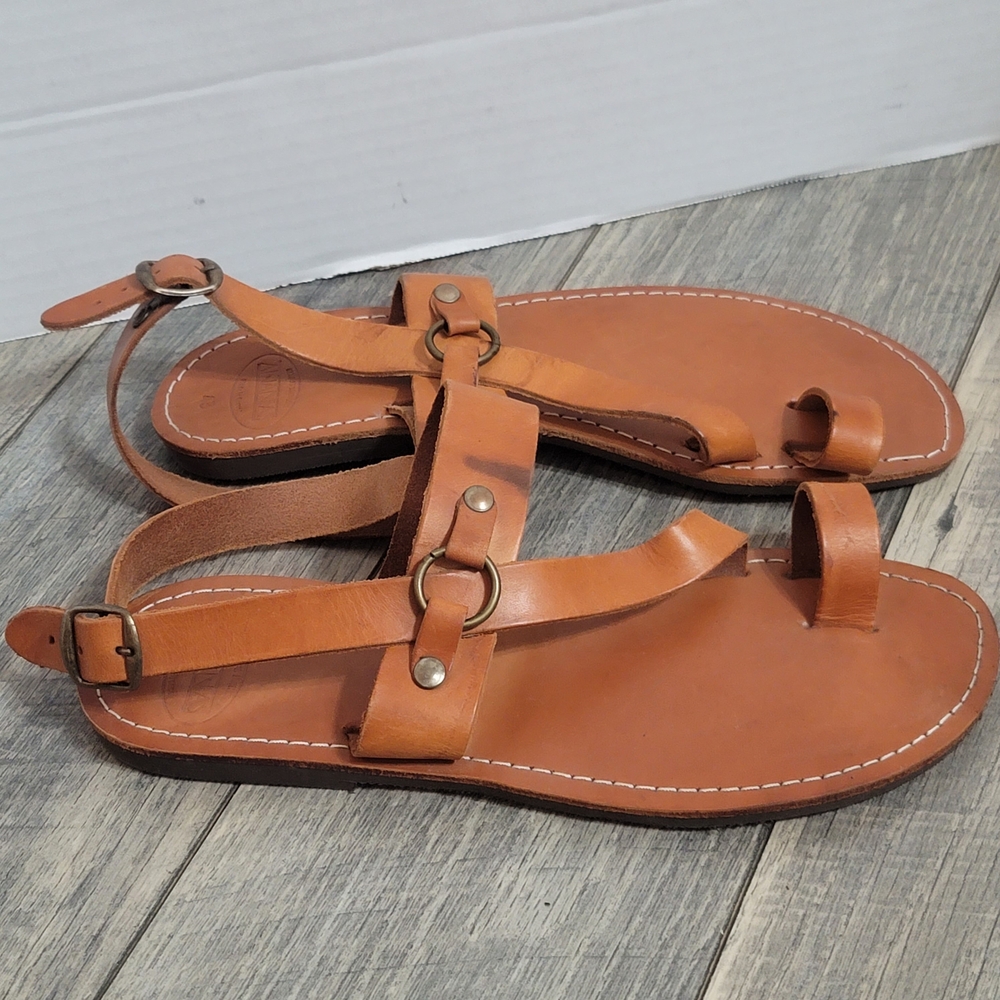 Ananias Handmade Greek Natural Leather Strappy Sandal Gladiator Roman Style Sz12 - Picture 2 of 8